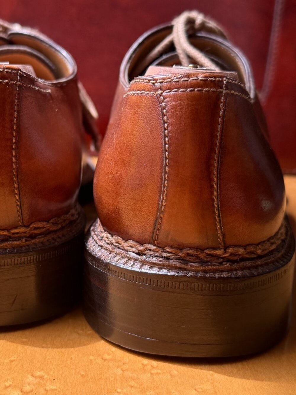 StefanoBi (for Domenico Vacca) Men's Italian Men's Shoes, Size 9.5, Cognac color - Picture 7 of 14
